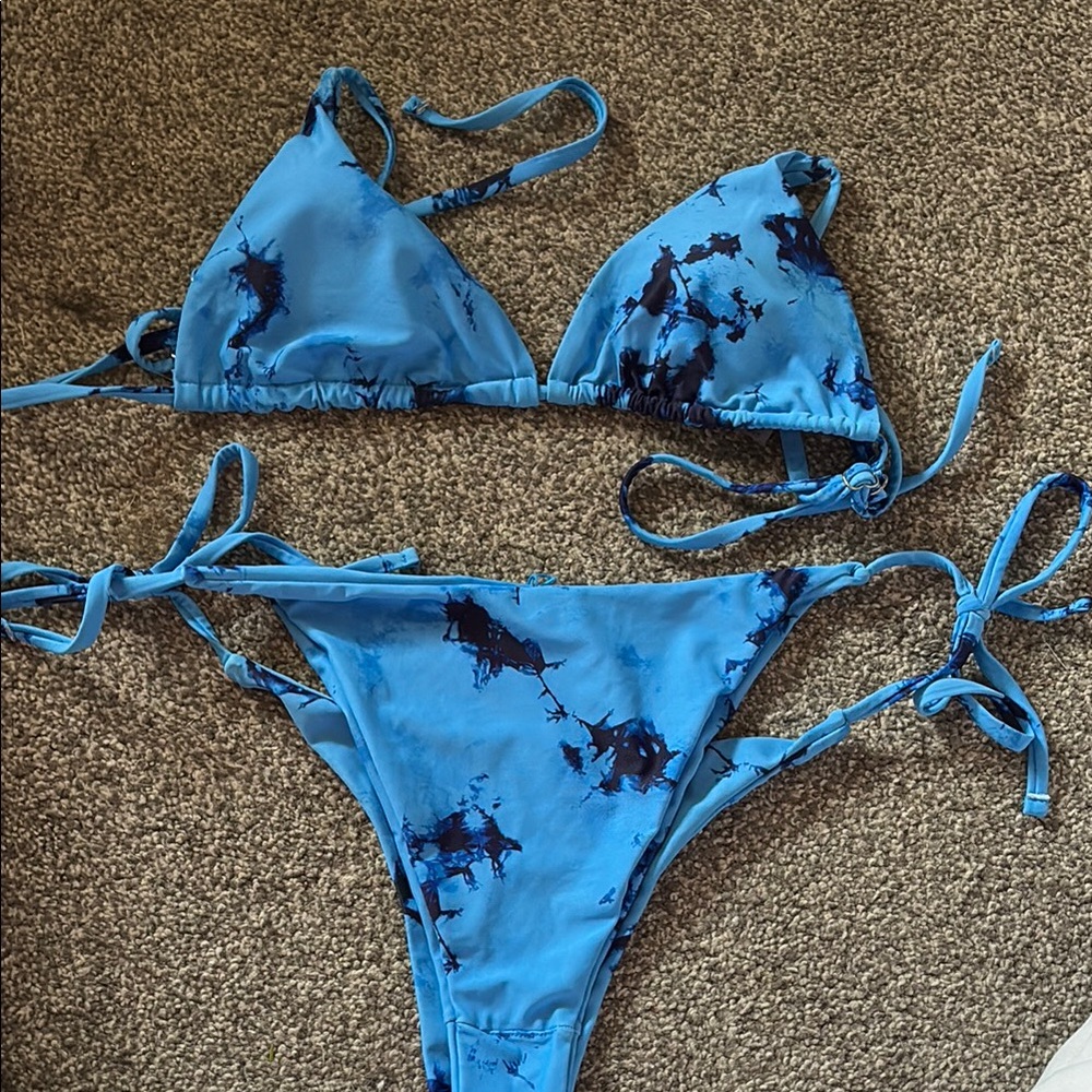 Blue Tie-Dye Bikini Set